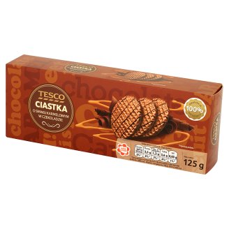 Tesco Ciastka o smaku karmelowym w czekoladzie 125 g