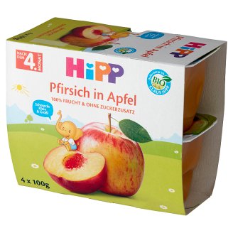 HiPP BIO Owocowa Chwila Jabłka-Brzoskwinie po 4. miesiącu 400 g (4 sztuki)