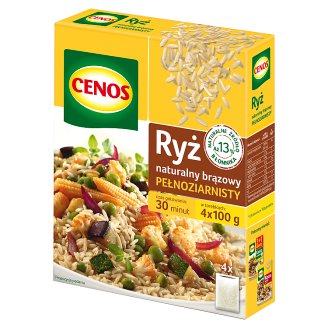 Cenos Ryż naturalny brązowy pełnoziarnisty 400 g (4 torebki)