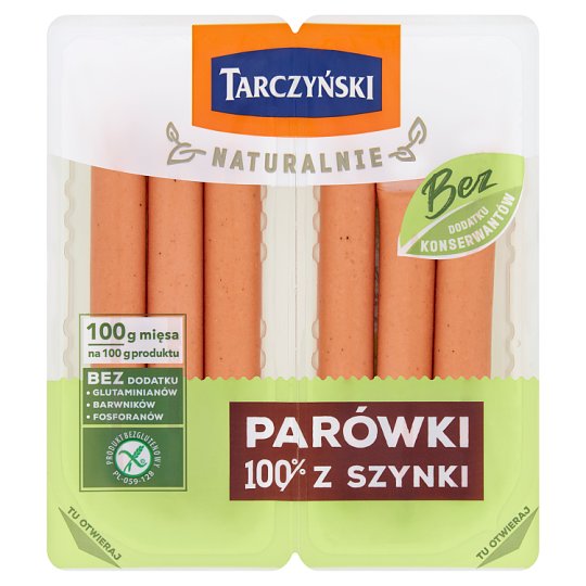 Tarczyński Naturalnie Parówki 100% z szynki 200 g (2 x 100 g)