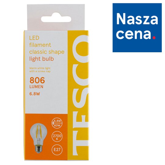 Tesco Żarówka LED 6,8 W (60 W) E27 ciepłe białe światło
