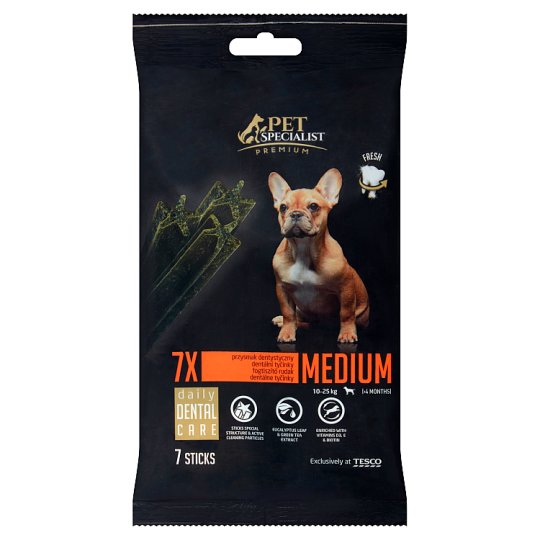 Tesco Pet Specialist Premium Karma dla dorosłych psów przysmak dentystyczny średni 180 g (7 sztuk)