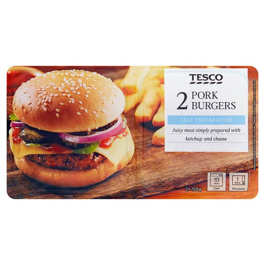 Tesco Burger z mięsa wieprzowego 2 x 159 g