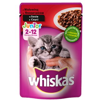 Whiskas Junior z wołowiną w sosie Karma pełnoporcjowa dla kociąt 2-12 miesięcy 100 g
