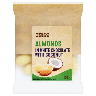 Tesco Migdały w białej czekoladzie z wiórkami kokosowymi 100 g