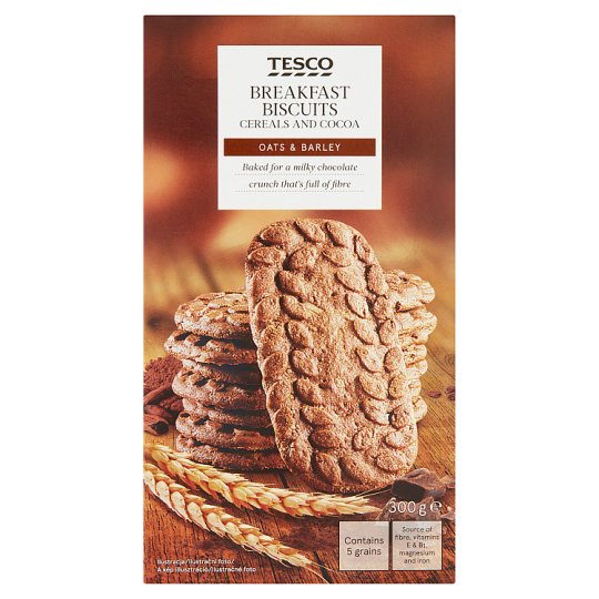Tesco Cereals and Cocoa Ciastka zbożowe 300 g (6 x 50 g)