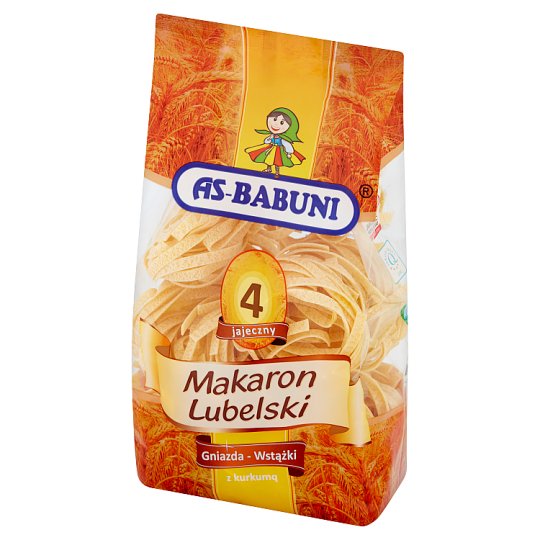 As-Babuni Makaron Lubelski 4 jajeczny gniazda-wstążki z kurkumą 400 g