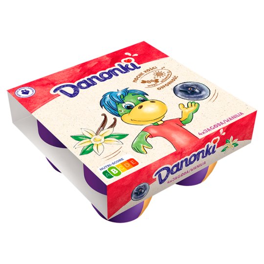Danone Danonki Mega jagoda wanilia Twarożek 360 g (4 sztuki)