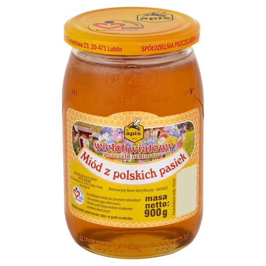 Apis Miód z polskich pasiek wielokwiatowy pszczeli nektarowy 900 g