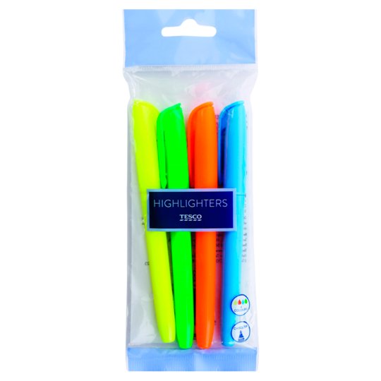 Tesco Highlighters 4 Pieces