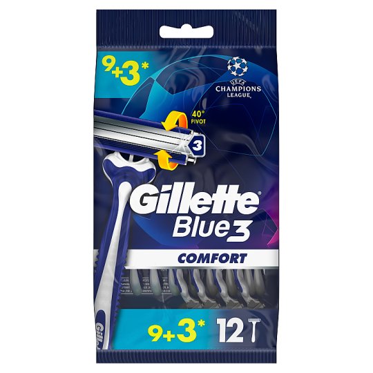 Gillette Blue3 Comfort Jednorazowa maszynka do golenia dla mężczyzn, 12 sztuk