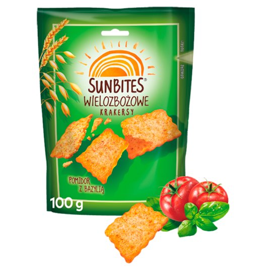 Sunbites Wielozbożowe krakersy pomidor z bazylią 100 g