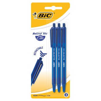 BiC Round Stic Clic Długopis niebieski 3 sztuki