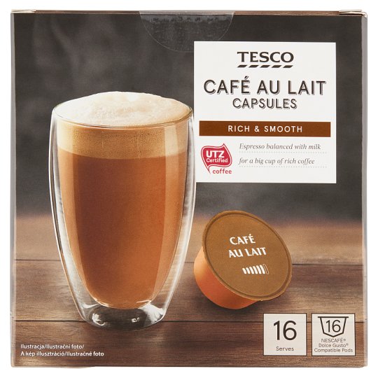 Tesco Café au Lait Kawa w kapsułkach 160 g (16 x 10 g)