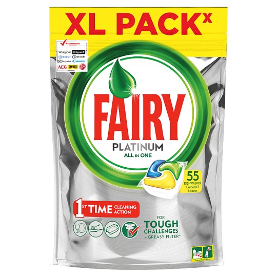 Fairy Platinum All in One Lemon Kapsułki do zmywarki 55 sztuk