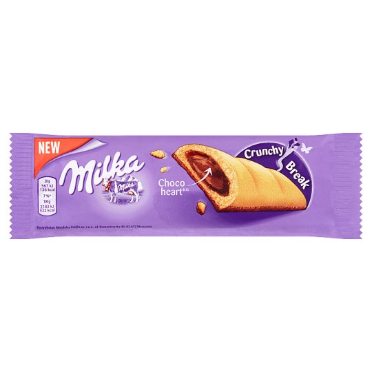 Milka Crunchy Break Ciastko z nadzieniem orzechowym i czekoladą mleczną 26 g