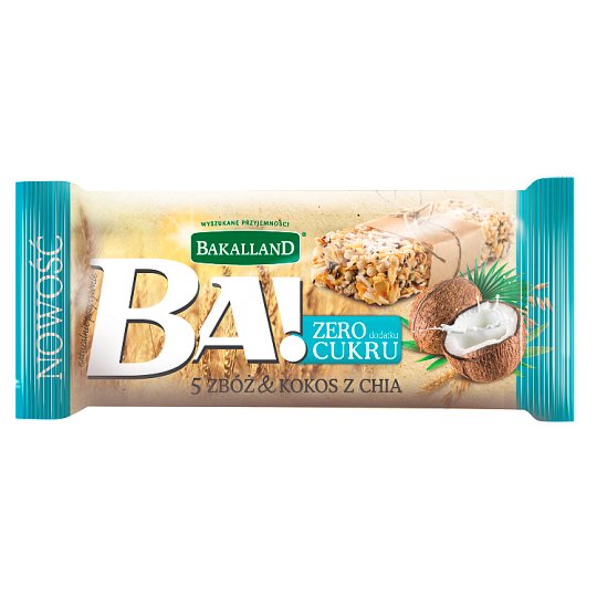 Bakalland Ba! 5 zbóż & kokos z chia Baton zbożowy 30 g