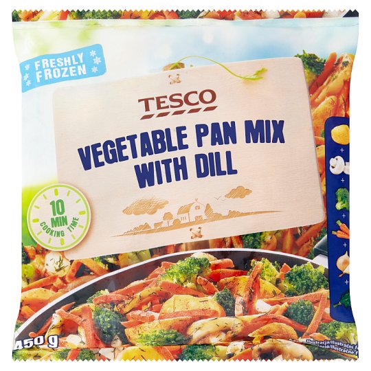 Tesco Mieszanka warzywna z pieczarkami i koperkiem 450 g