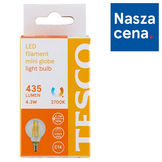 Tesco Żarówka LED 4,3 W (38 W) E14 ciepłe białe światło