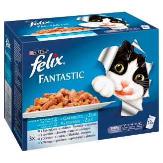 Felix Fantastic Uczta oceanu w galaretce Karma dla dorosłych kotów 12 x 100 g