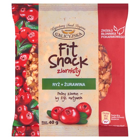 Fit Snack ziarnisty Ryż żurawina 40 g