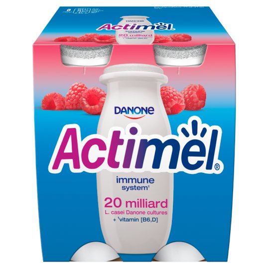 Danone Actimel Mleko fermentowane o smaku malinowym 400 g (4 x 100 g)