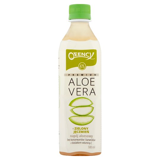 Qeency Premium Aloe Vera Napój aloesowy + zielony jęczmień 500 ml