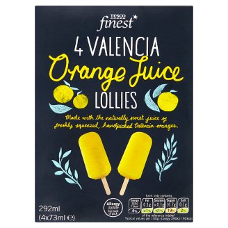 Tesco Finest Valencia Orange Juice Lollies 292 ml (4 Pieces)