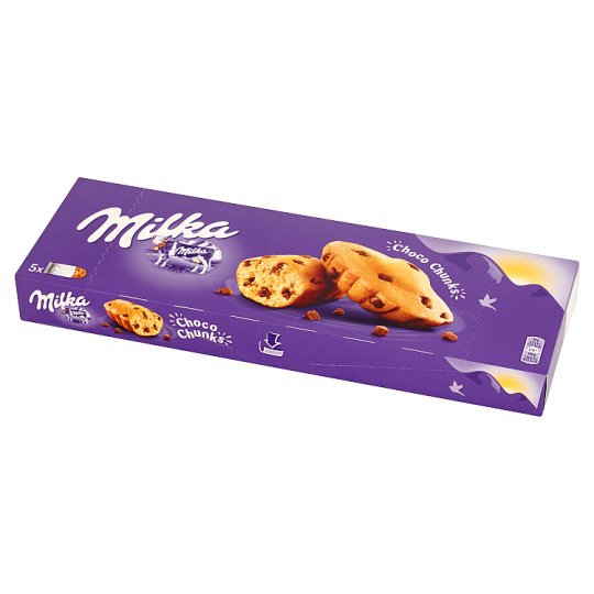 Milka Choco Chunks Ciastka biszkoptowe z kawałkami czekolady mlecznej 140 g (5 sztuk)