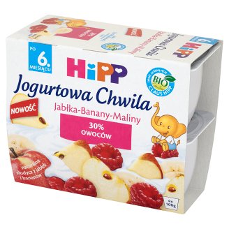 HiPP BIO Jogurtowa Chwila Jabłka-Banany-Maliny po 6. miesiącu 400 g (4 sztuki)