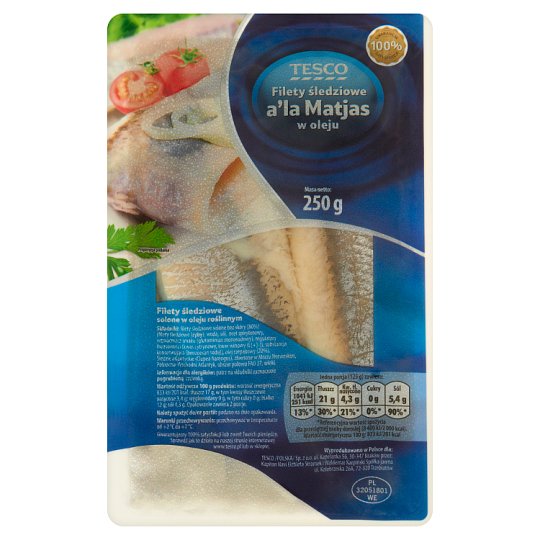 Tesco Filety śledziowe a'la Matjas w oleju 250 g