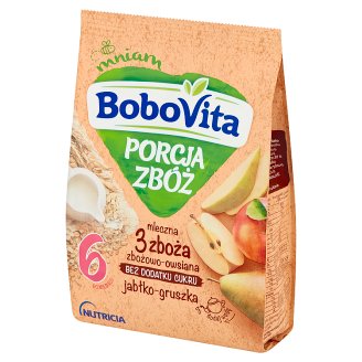 BoboVita Porcja Zbóż Kaszka mleczna 4 zboża jabłko gruszka po 6 miesiącu 210 g