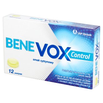 Benevox Control Pastylki twarde smak cytrynowy 12 pastylek