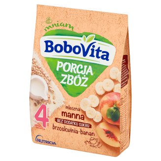 BoboVita Porcja Zbóż Kaszka mleczna manna brzoskwinia banan po 4 miesiącu 210 g