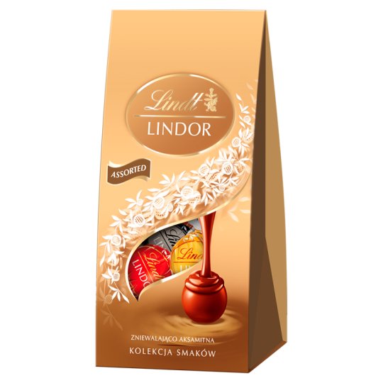 Lindt Lindor Pralinki z czekolady mlecznej białej i gorzkiej z nadzieniem 100 g