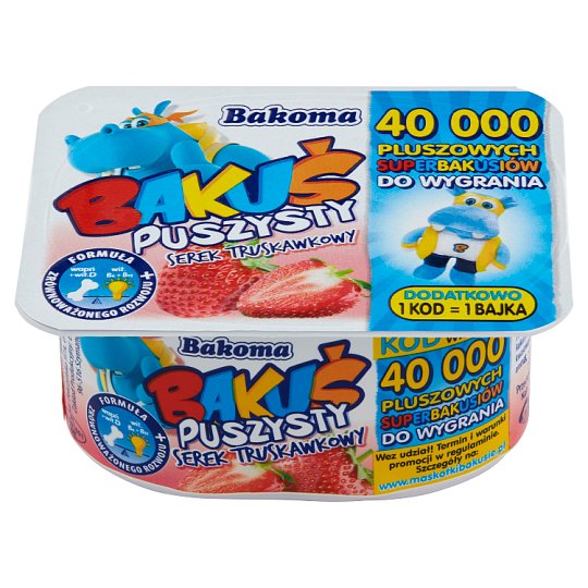 Bakoma Bakuś Puszysty serek truskawkowy 90 g