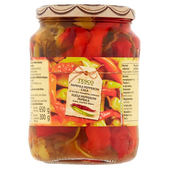 Tesco Papryka Pepperoni cała w słodko-kwaśnej zalewie 650 g