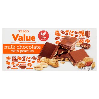 Tesco Value Czekolada mleczna z orzeszkami arachidowymi 100 g
