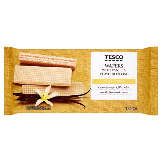Tesco Wafle przekładane kremem o smaku waniliowym 180 g