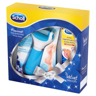 Scholl Velvet Smooth Elektroniczny pilnik do stóp z minerałami morskimi i Krem do suchej skóry 60 ml