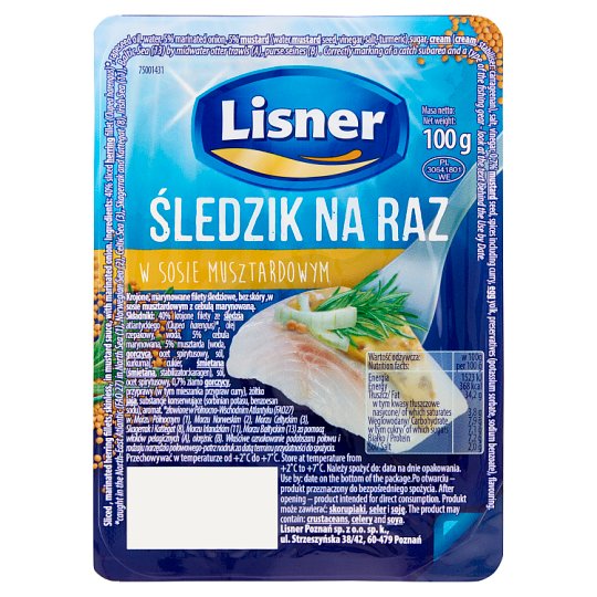 Lisner Śledzik na raz w sosie musztardowym 100 g