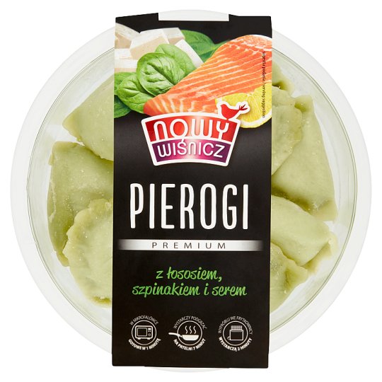 Nowy Wiśnicz Premium Pierogi z łososiem szpinakiem i serem 350 g