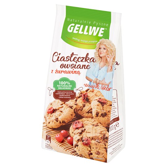 Gellwe Naturalnie Pyszne Ciasteczka owsiane z żurawiną 300 g