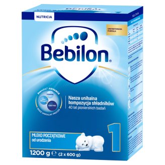 Bebilon 1 z Pronutra Mleko początkowe dla niemowląt od urodzenia 1200 g (2 sztuki)