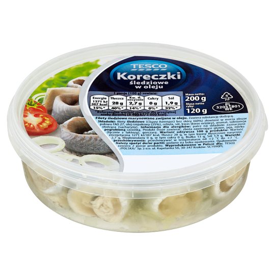 Tesco Koreczki śledziowe w oleju 200 g