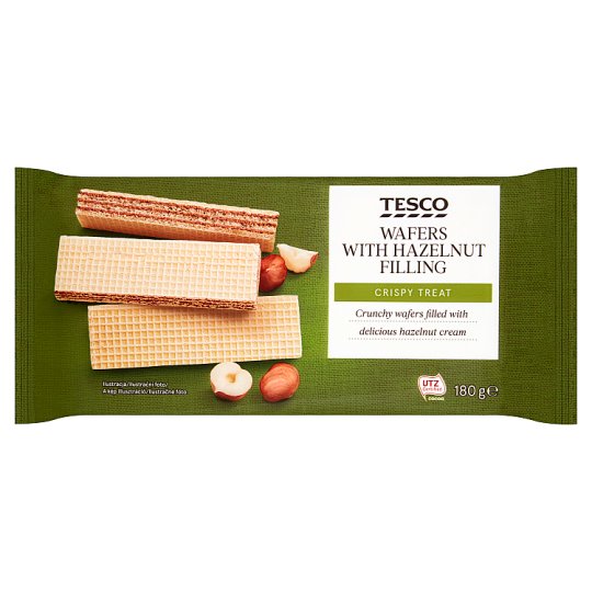 Tesco Wafle przekładane kremem orzechowym 180 g