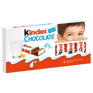 Kinder Chocolate Batoniki z mlecznej czekolady z nadzieniem mlecznym 100 g (8 x 12,5 g)