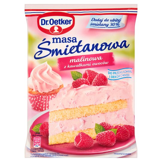 Dr. Oetker Masa śmietanowa w proszku malinowa z kawałkami owoców 86 g