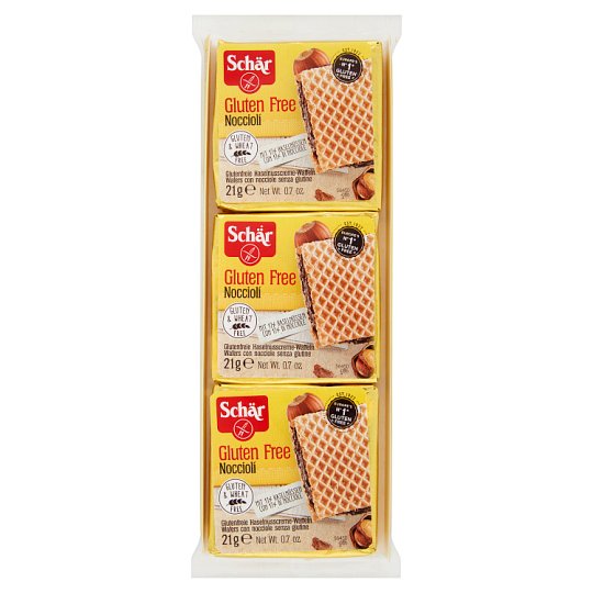 Schär Bezglutenowe wafelki z kremem z orzechów laskowych 63 g (3 x 21 g)