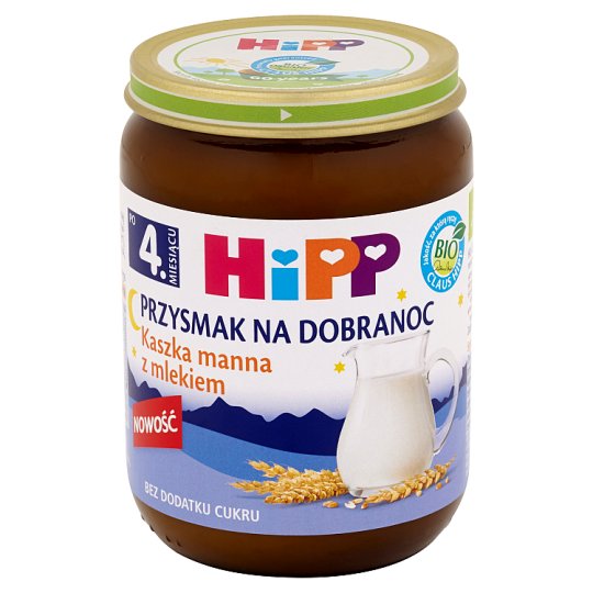 HiPP BIO Przysmak na Dobranoc Kaszka manna z mlekiem po 4. miesiącu 190 g
